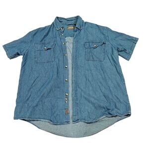 C. E. Schmidt Short Sleeve Blue Denim Work Shirt Button Front Mens Xlarge
